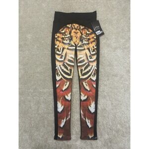 WSI Sport Leggings Womens Small Black Cheeta Print Deadstock Design
